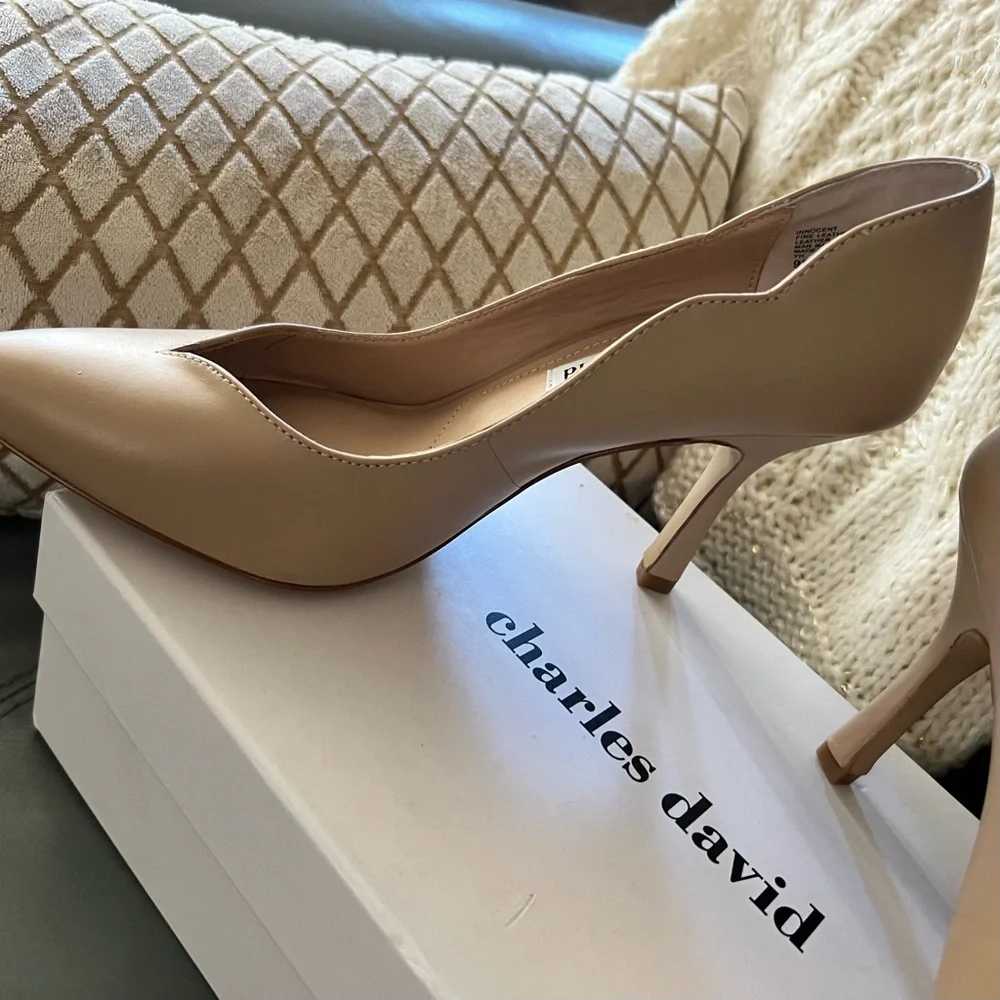 $120 Charles David INNOCENT Pointed Closed Toe STILETTO Heel LEATHER PUMPS 9.5 - Picture 5 of 17